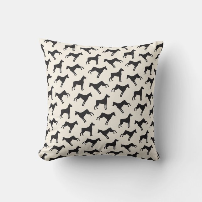 Coussin Noir de crème de motif de chien de Pinscher de (Recto)