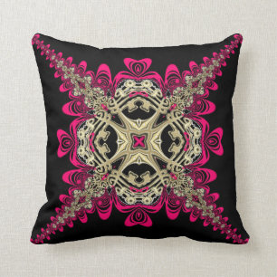 Coussin Noir de dentelle de roses indien d'amoureux et