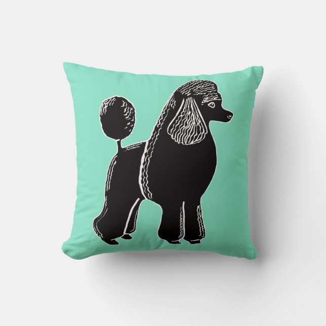 Coussin noir de menthe de lumière de caniche (Recto)