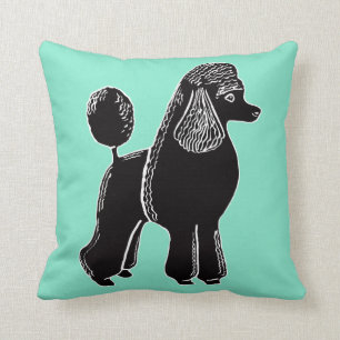 Coussin noir de menthe de lumière de caniche
