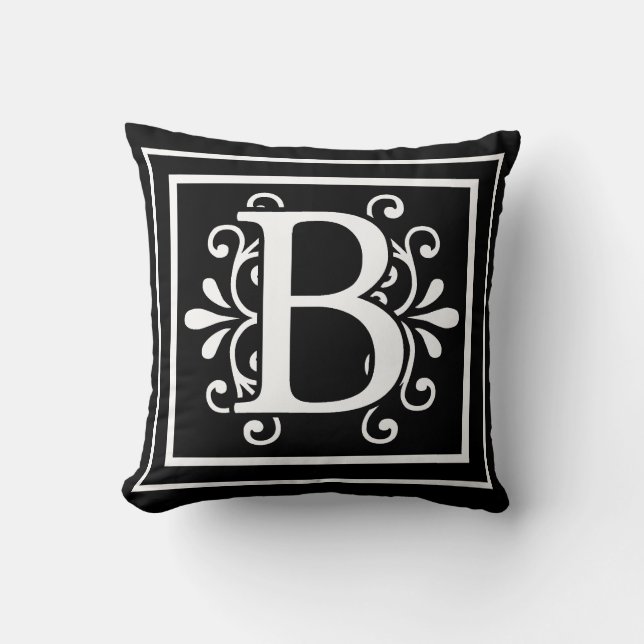 Coussin Noir de monogramme de la lettre B (Recto)