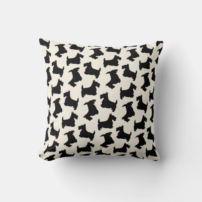 Coussin Noir de motif de chien de Scottie de Terrier (Recto)