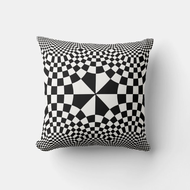Coussin Noir de tourbillonnement et blanc d'illusion (Recto)