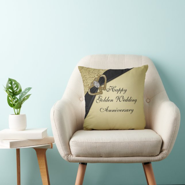Coussin Noir d'or 50e anniversaire Mariage (Chaise)