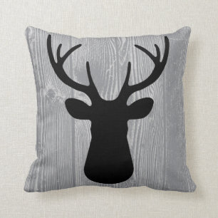 Coussin noir en bois gris de cerfs communs