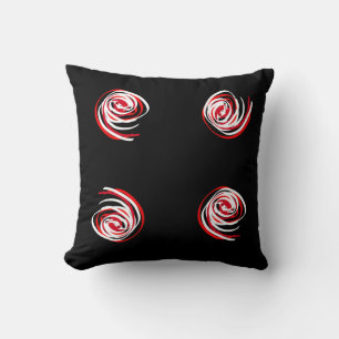 Coussin noir en spirale rouge minimaliste d'art ab