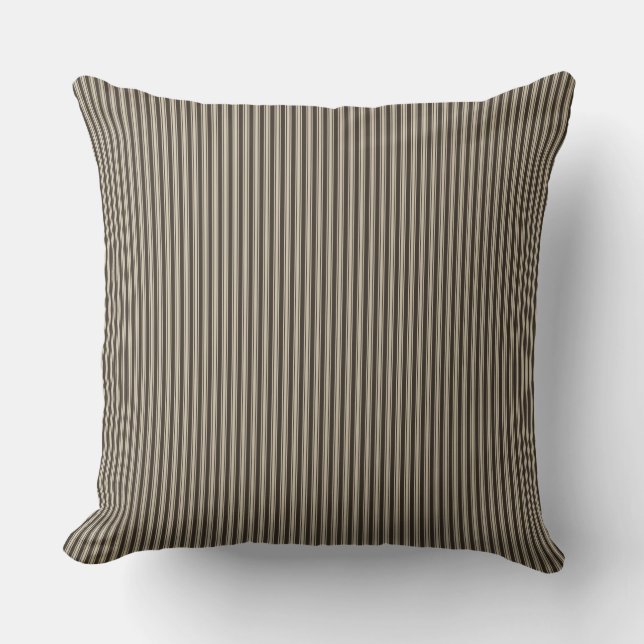 Coussin Noir et beige à rayures fines (Recto)