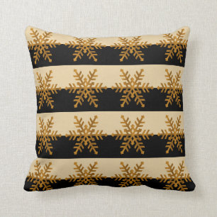 Coussin noir et beige de motif de flocon de neige