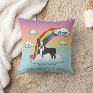 Coussin Noir Et Blanc Boston Terrier Rainbow Memorial