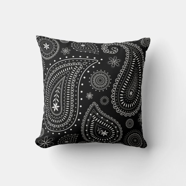Coussin Noir Et Blanc Classique Paisley Charme (Recto)