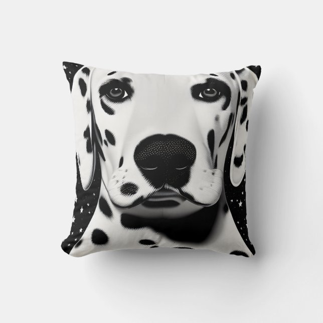 Coussin Noir et blanc Cute Retro Dalmatie Chiot (Recto)