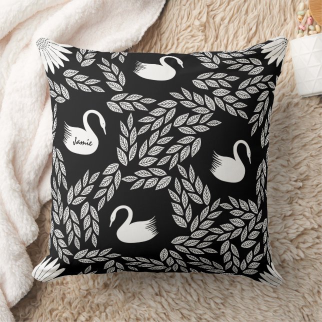 Coussin Noir et Blanc Cygne N'importe quelle couleur (Couverture)