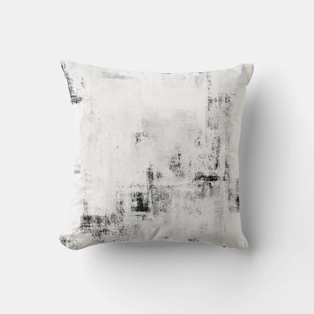 Coussin noir et blanc d'art abstrait de "chutes de (Recto)