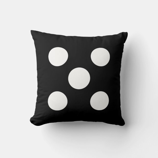 Coussin noir et blanc de carré de points (Recto)