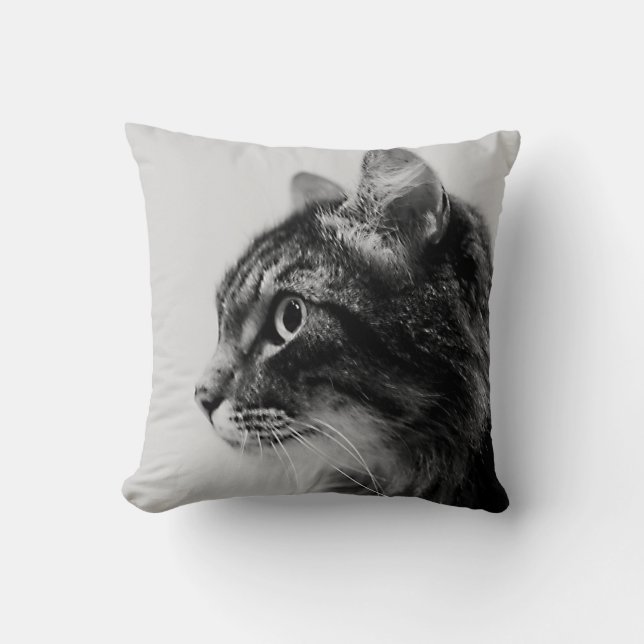 Coussin noir et blanc de coussin d'art de chat de (Recto)