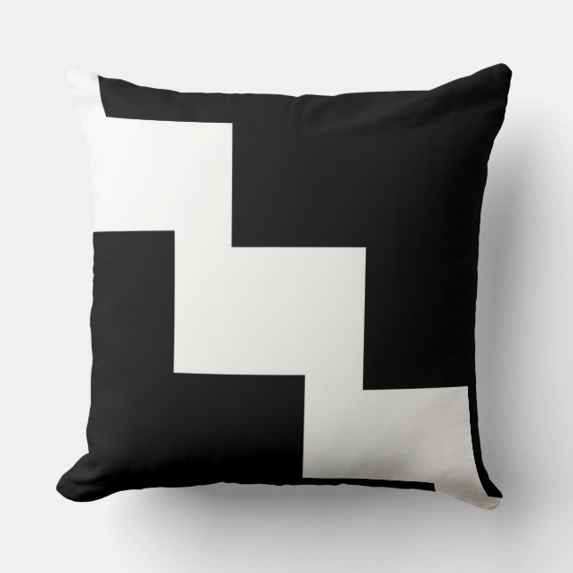 Coussin noir et blanc de lancer de Chevron (Recto)