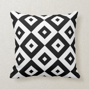 Coussin noir et blanc du motif de diamants