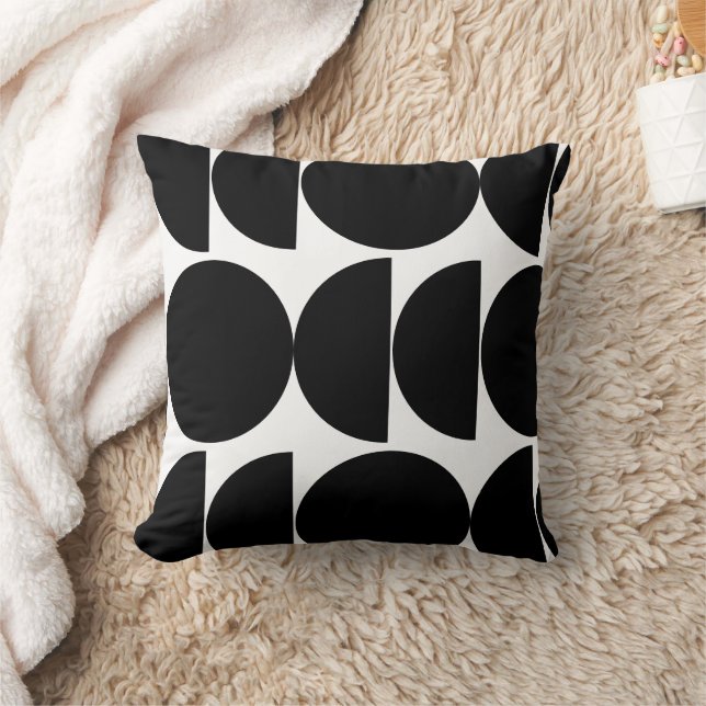 Coussin Noir et Blanc Géométrique Milieu de Siècle (Couverture)