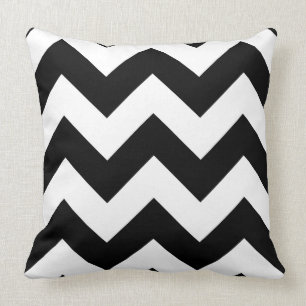 Coussin Noir et blanc larges de motif de zigzag