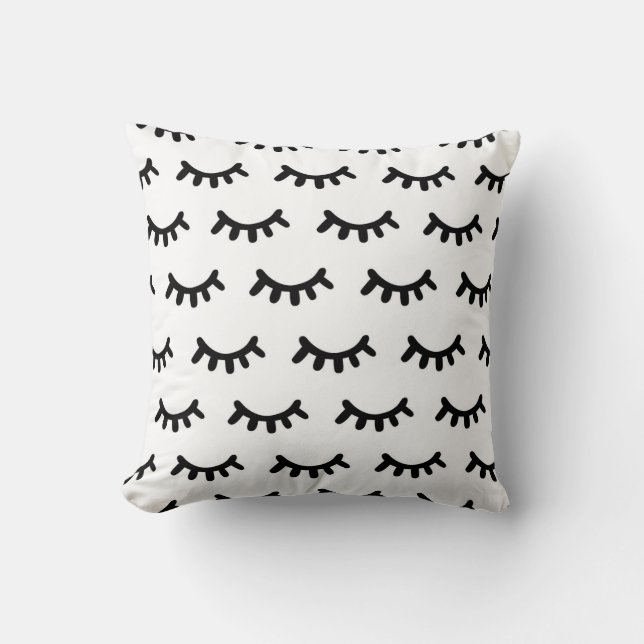 Coussin Noir et blanc moderne abstrait mignon yeux motif (Recto)