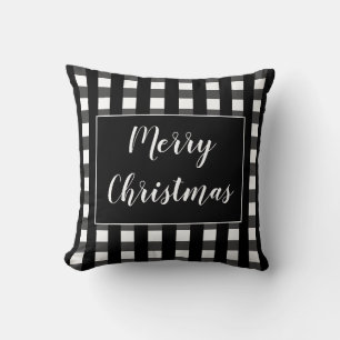 Coussin Noir et blanc moderne Joyeux Noël Chic