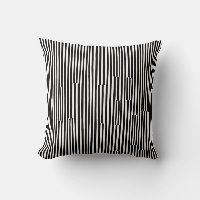 Coussin Noir et blanc Moderne Vertical Gras Line Motif (Recto)