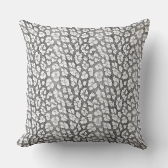 Coussin Noir et blanc monochrome, léopard motif (Recto)