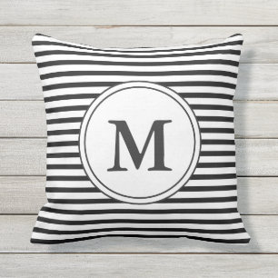 Coussin Noir et blanc monogrammes