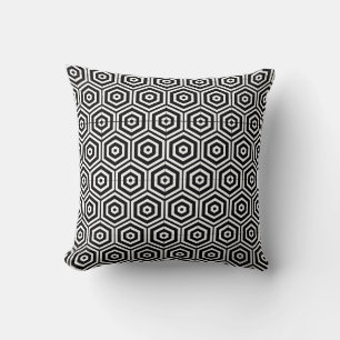 Coussin Noir et blanc motif abstrait arrière solide