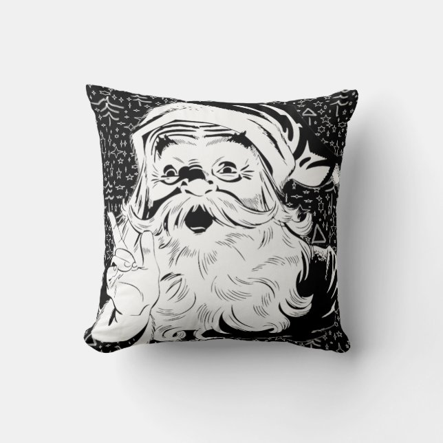 Coussin noir et blanc père Noël (Recto)