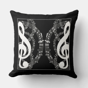 Coussin Noir et blanc Reversible Image Music 2