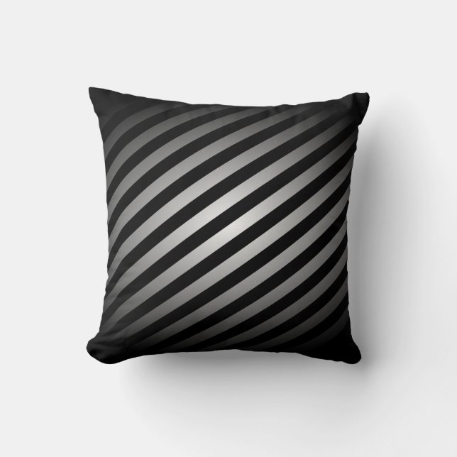 Coussin Noir et conception moderne barrée par argent - (Recto)