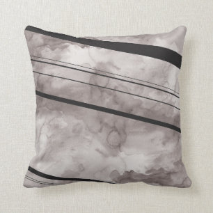 Coussin noir et gris de rayure d'aquarelle