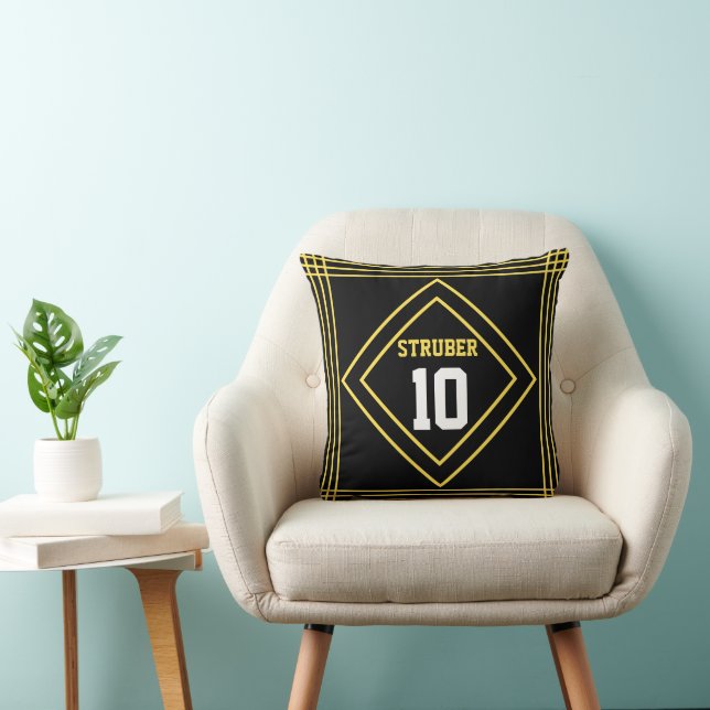 Coussin Noir et Jaune (Chaise)