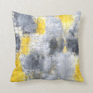 Coussin noir et jaune de "idée" d'art abstrait
