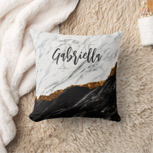 Coussin Noir et Marbre blanc