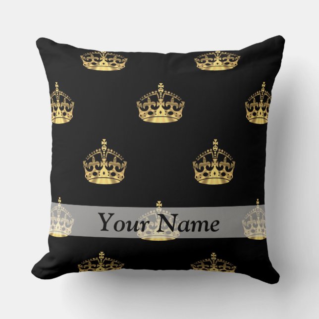 Coussin Noir et motif de couronne d'or (Recto)