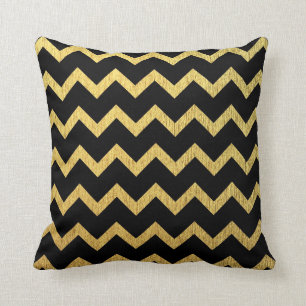 Coussin Noir et or Chevron