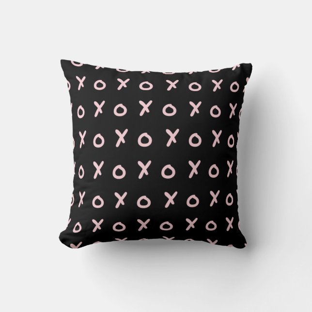 Coussin Noir et rose bébé X O XO XO's Tendance Mignon (Recto)