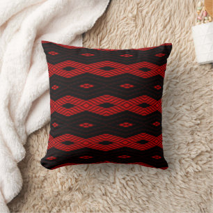 Coussin Noir et rouge croisé