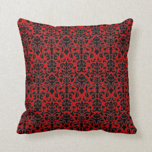 Coussin noir et rouge gothique de damassé