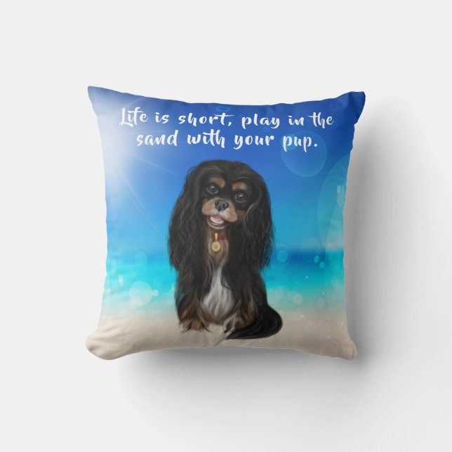 Coussin Noir et Tan Cavalier King Charles Spaniel    (Recto)