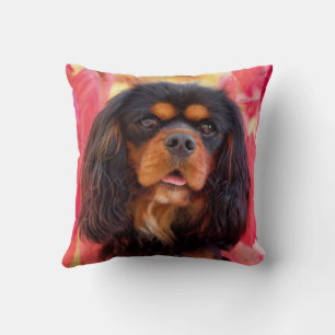 Coussin Noir et Tan Cavalier King Charles Spaniel Chien