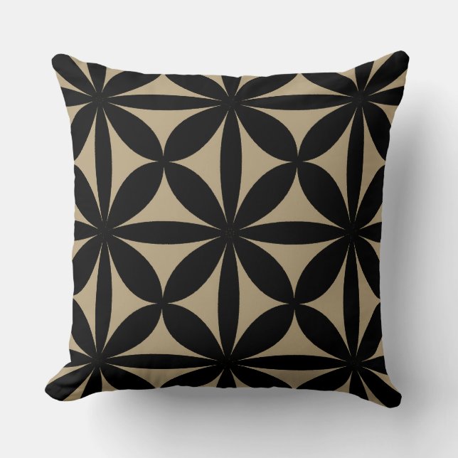 Coussin Noir et Tan Moderne / Retro Print (Recto)