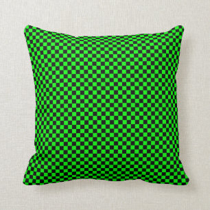 Coussin Noir et vert de chaux Checkered