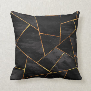 Coussin Noir foncé Or Cuivre Glam géométrique #1 #geo