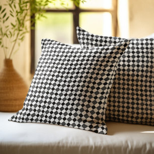 Coussin Noir Gris Blanc Diamant Carreaux