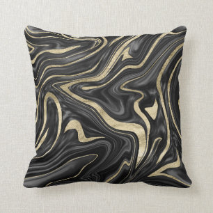 Coussin Noir gris blanc Marbre or #1