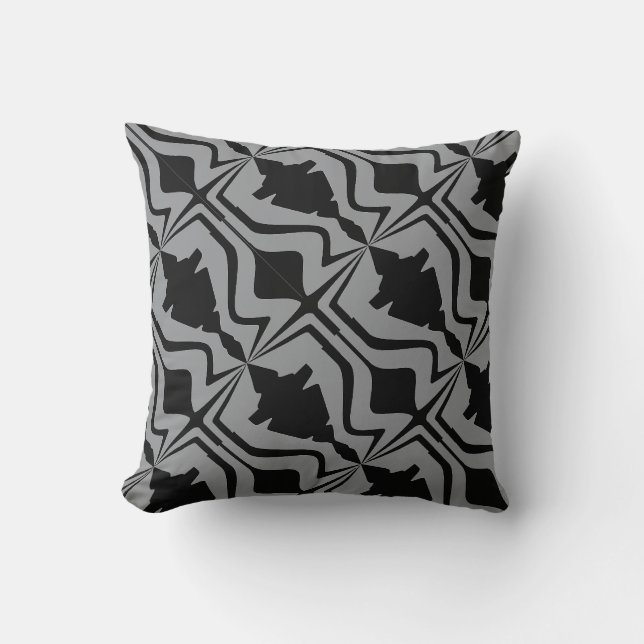 Coussin Noir Gris Diagonal Conception des ondes sonores Gr (Recto)
