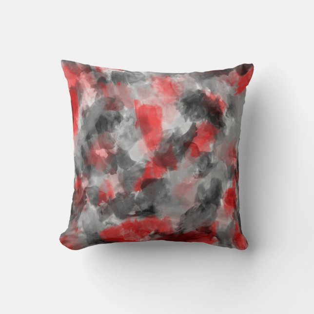 Coussin noir, gris et rouge d'aquarelle (Recto)